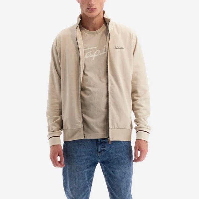 Men's Full Zip Sweatshirt Cream | Utopia Capsule by La Martina