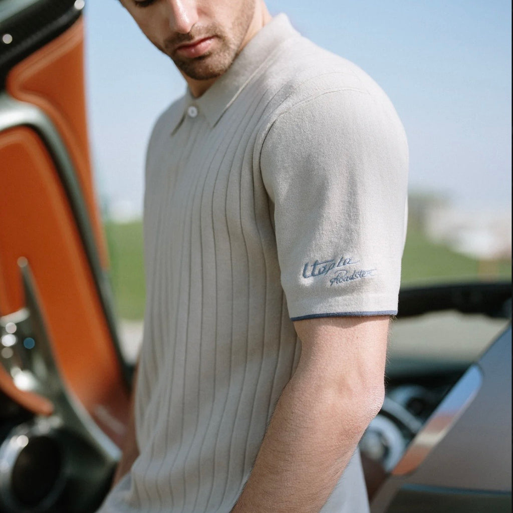 Men’s Beige Tricot Polo Shirt