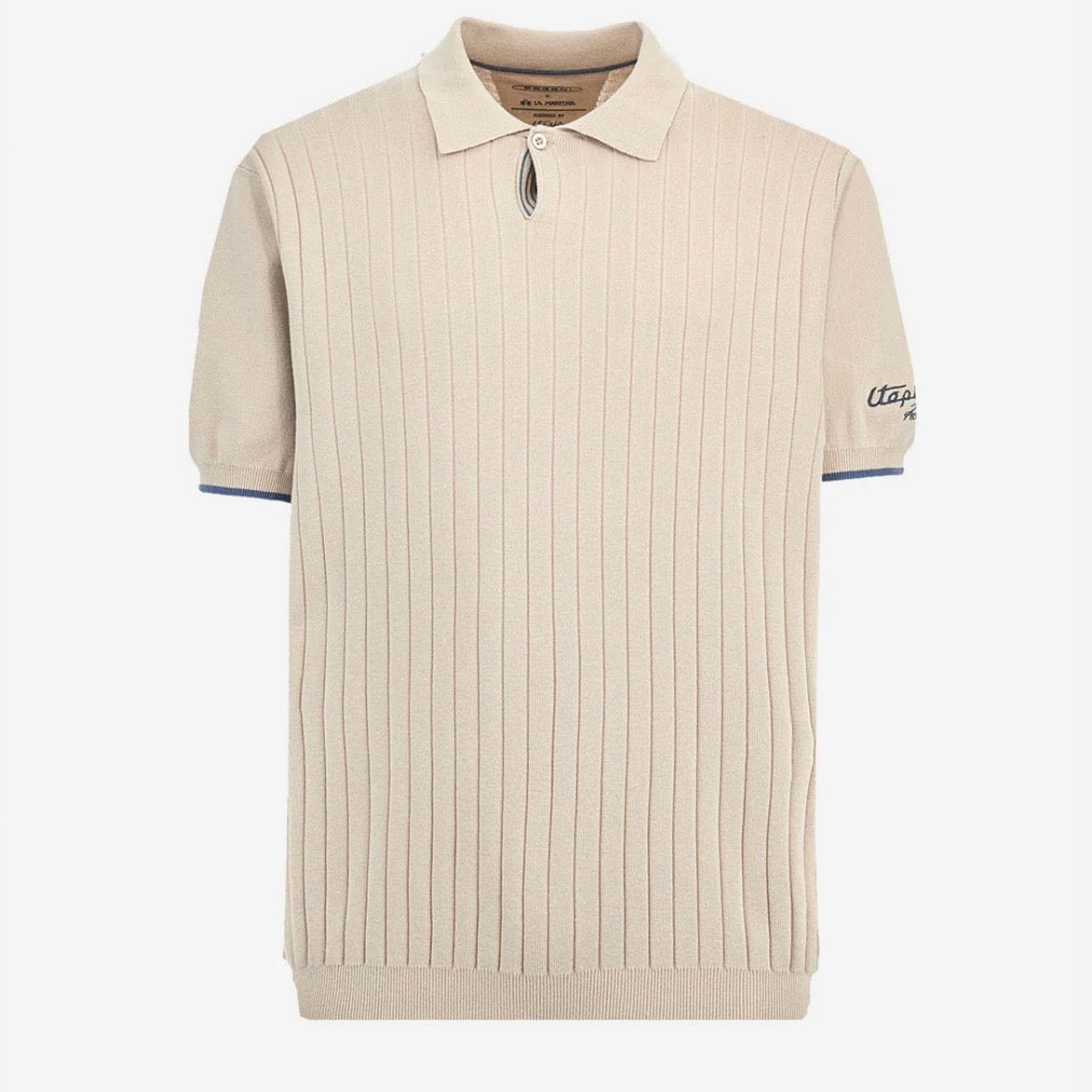 Men’s Beige Tricot Polo Shirt